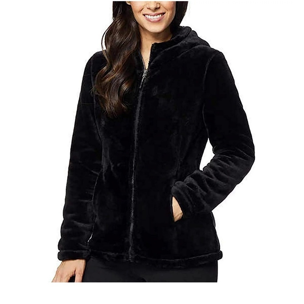 LAST CHANCE! 32 Degrees Sherpa Fuzzy Jacket. Zip Front Women’s Sz-L EUC Black